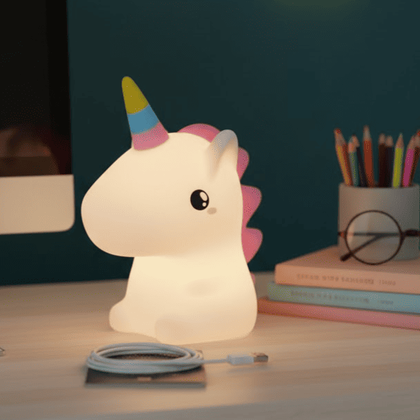 Lámpara Nocturna LED Unicornio - Silicona Mágica Recargable - Imagen 3